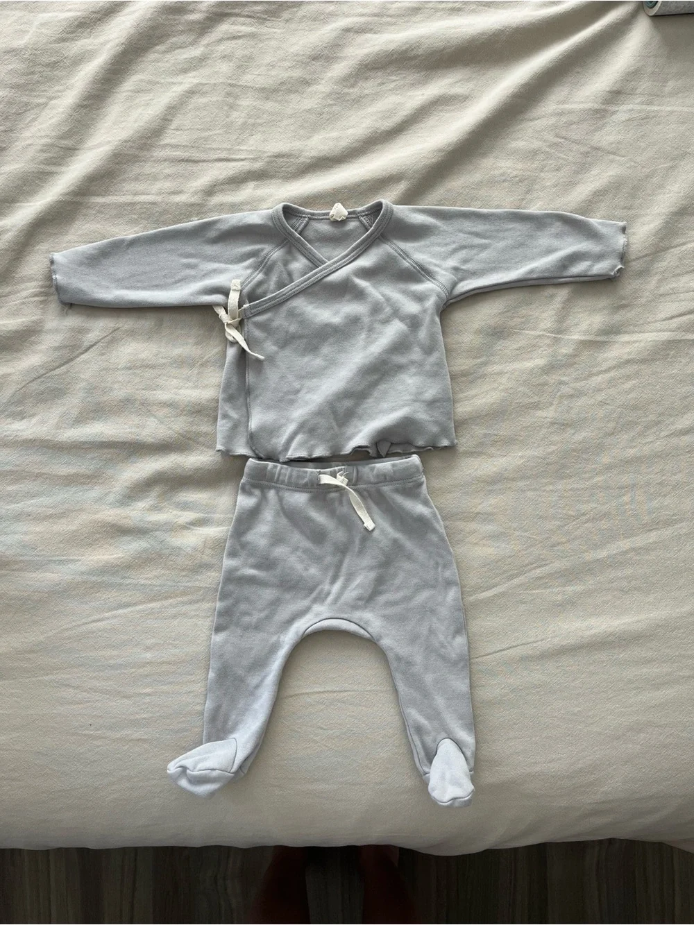 Quincy Mae Light Gray Baby Kimono Wrap Matching Set